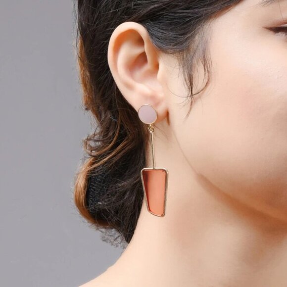 Jewelry earrings statement long dangle drop yellow gold pink orange fashion new - Picture 2 of 2